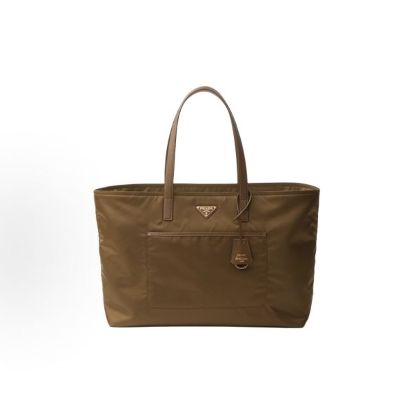 PRADA Re-Edition Open-top handbag with brand logo, large size for women